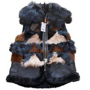 NWT $1,895 Coach 1941 Fall 2016 Pieced Patchwork Shearling Fur Vest 4 Mobwife